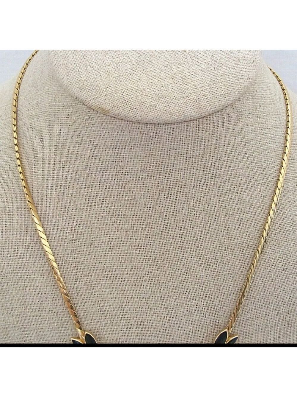 Trifari Gold-Tone And Black Enamel Leaves Necklace - Picture 2 of 6